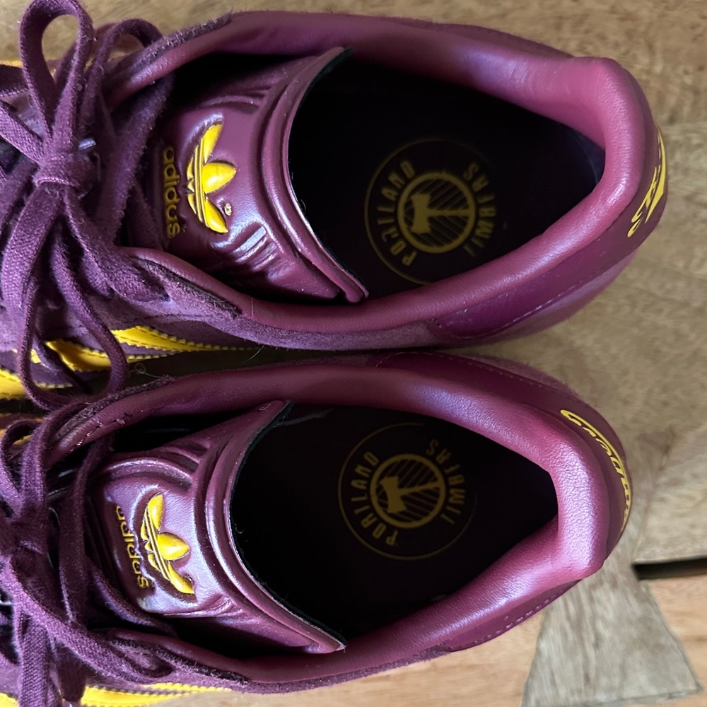 Adidas Gazelle Men's 7 Burgundy and Yellow Portland Timbers Sneakers - Picture 3 of 9